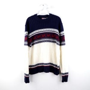 Vintage Fair Isle Reindeer Print Christmas Sweater